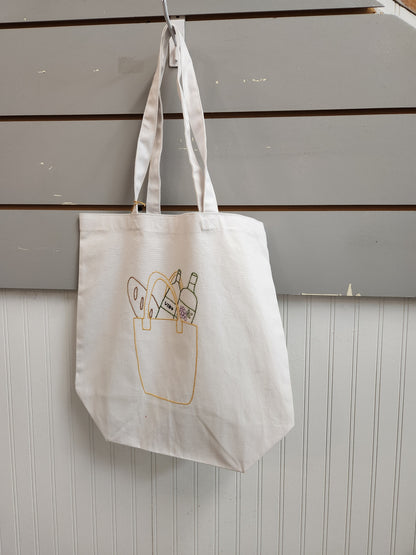Embroidered White Tote Bag