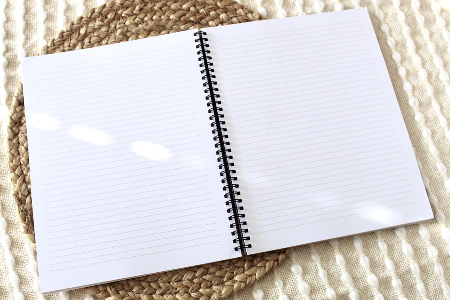 White Anemone Spiral Lined Notebook 8.5x11in.