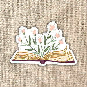 Floral Open Book Sticker