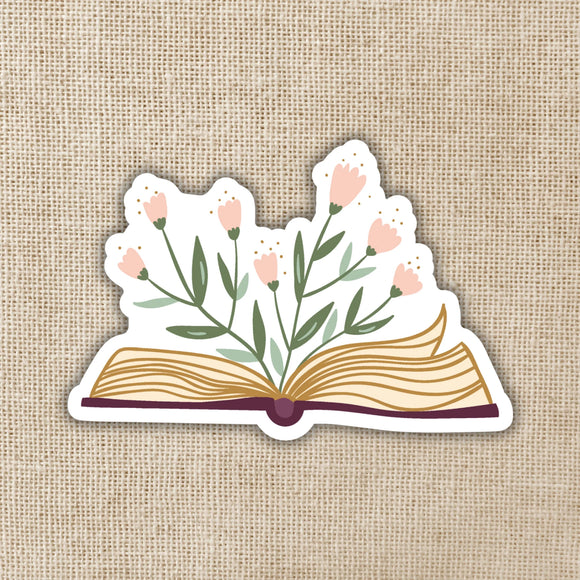 Floral Open Book Sticker