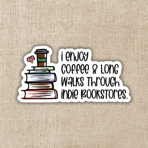 Long Walks in Indie Bookstores Sticker