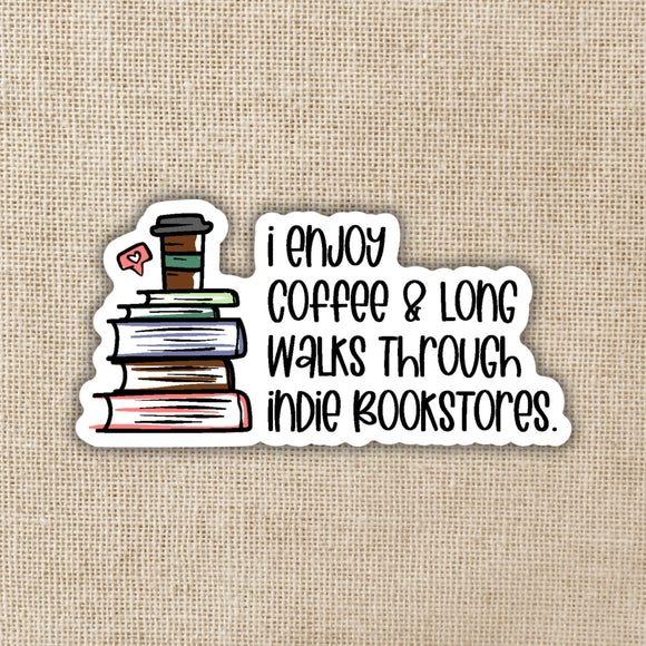 Long Walks in Indie Bookstores Sticker