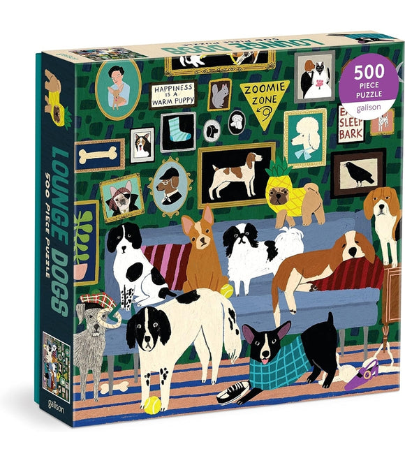 Galison Lounge Dogs – 500 Piece Puzzle Fun and Challenging Activity with Bright and Bold Artwork of Dogs Lounging Around for Adults and Families