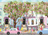 Galison Spring Terrace – 1000 Piece Joy Laforme Puzzle Featuring a Magnolia Filled Neighborhood Day On A Spring Day