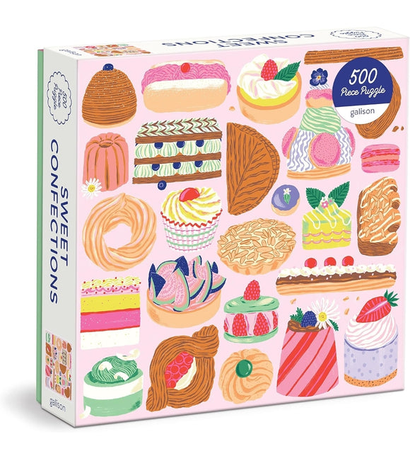 Galison Sweet Confections – 500 Piece Puzzle Fun and Challenging Activity with Bright and Bold Artwork of Sweet Patisserie Treats for Adults and Families