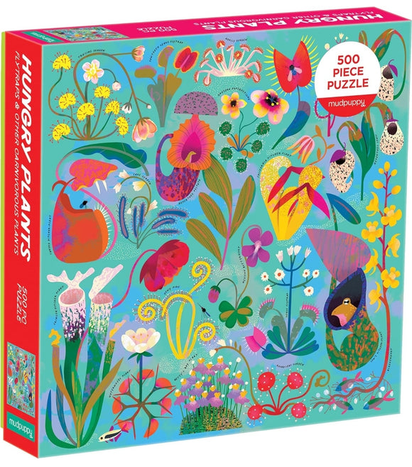 Hungry Plants 500 Piece Family Puzzle from Mudpuppy, Jigsaw Puzzle featuring flytraps and other carnivorous plants, Perfect for family puzzling with Children ages 8+, Puzzle Image Insert Included