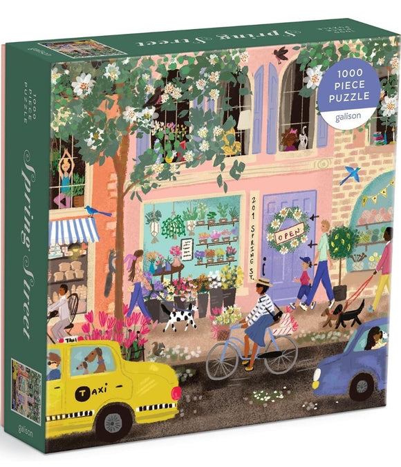 Spring Street 1000 Piece Puzzle in a Square Box from Galison - 1000 Piece Puzzle for Adults, Beautiful Illustrations from Joy Laforme