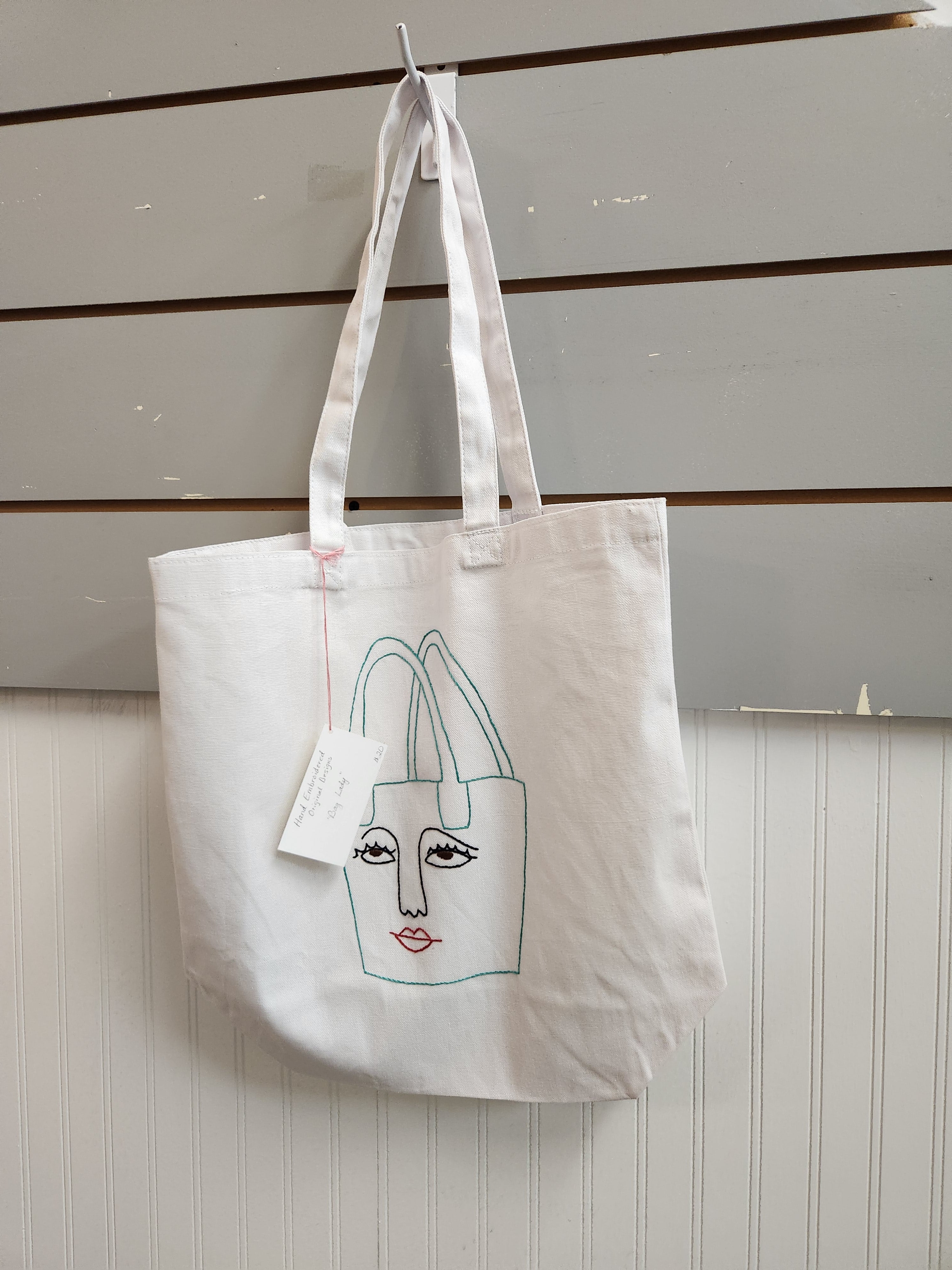 Embroidered canvas shop tote bags