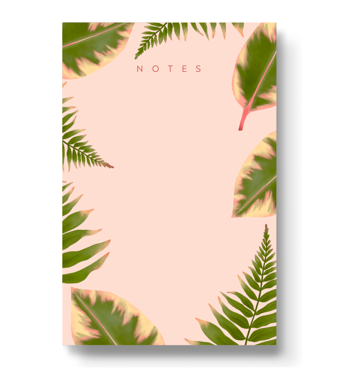 Pink Fern Leaves Notepad, 4x6 in.