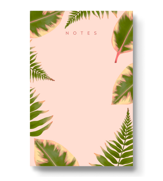 Pink Fern Leaves Notepad, 4x6 in.