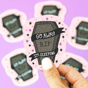 Go Away I'm Sleeping Coffin Goth Sticker