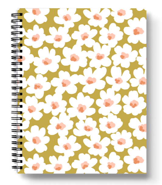 Citron Posies Spiral Lined Notebook 8.5x11in.