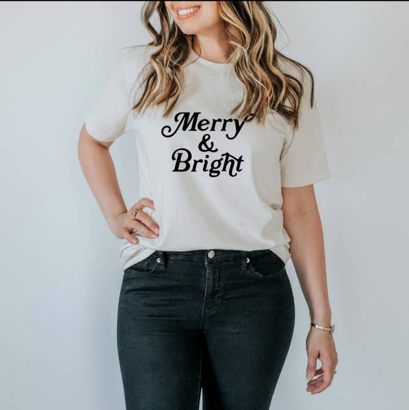 Merry & Bright Organic Adult Christmas T-shirt