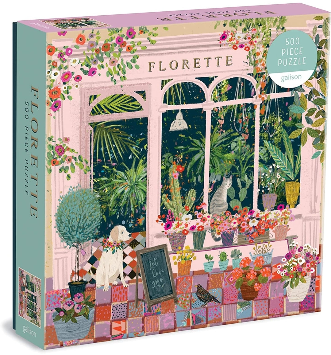 Galison Florette Puzzle, 500 Pieces, 20” x 20” – Floral Jigsaw Puzzle with a Beautiful Illustration by Victoria Ball – Thick Sturdy Pieces, Challenging Family Activity, Makes a Great Gift