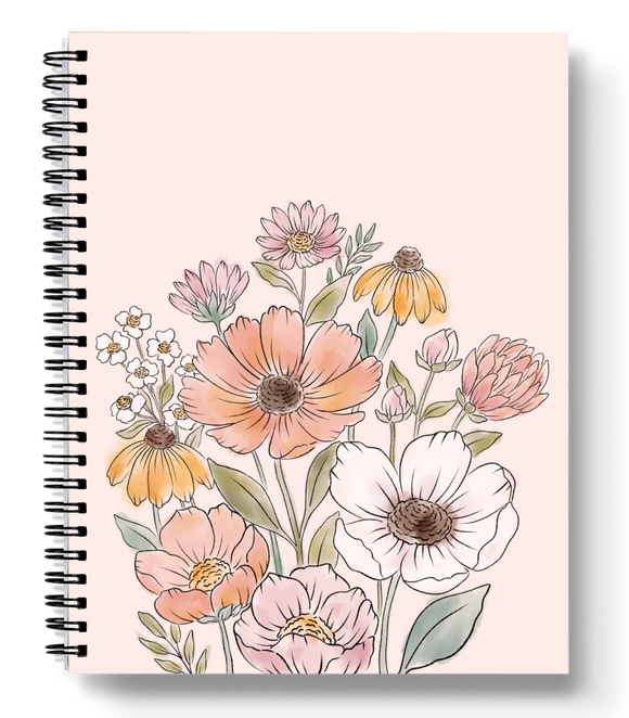 Wildflower Bunch Spiral Lined Notebook 8.5x11in.