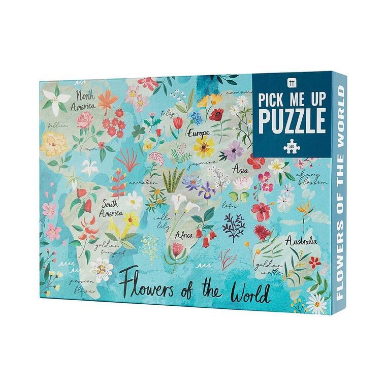 500-Piece Flowers Of The World Map Puzzle