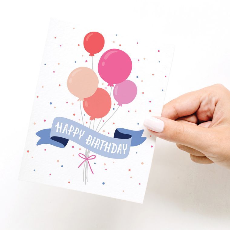 Happy Birthday Party Balloons Greeting Card