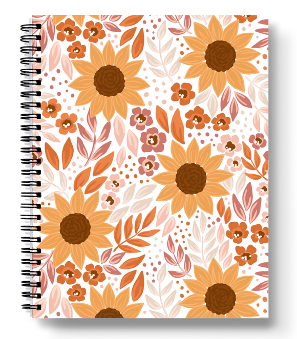 Sunflower Field Spiral Lined Notebook 8.5x11in.